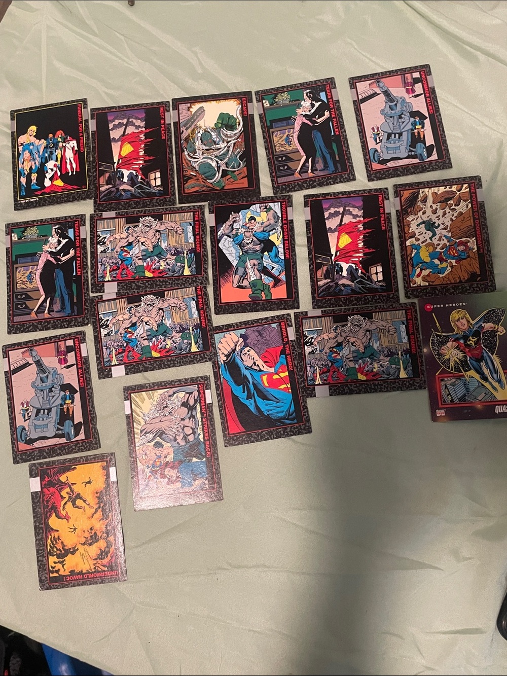 1992 dooms day DC Superman Trading Card with Red and Black Accents